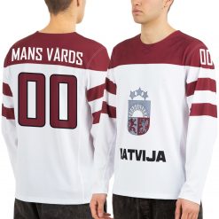 Lettische Eishockeymannschaft Sotschi 2014 Auswärtsspiel Fan-Trikot