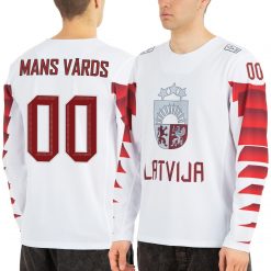 Latvijas hokeja izlases fanu krekls izbraukuma balts