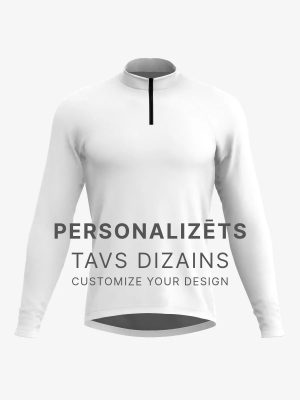 Kērlinga krekls ar garām piedurknēm, paaugstinātu apkaklīti un rāvējslēdzēju, apdrukāts ar unikālu komandas personalizēto dizainu.