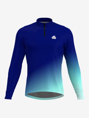 Kērlinga krekls ar garām piedurknēm, paaugstinātu apkaklīti un rāvējslēdzēju, apdrukāts ar unikālu komandas personalizēto dizainu.