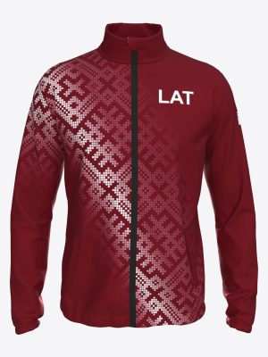 Professional custom team jacket with high-quality sublimation printing and club branding for Latvijas airēšanas izlase