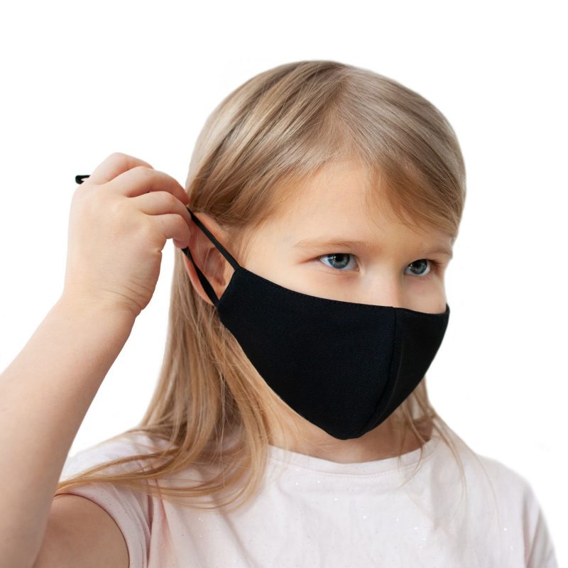 Black face masks for children with tighteners