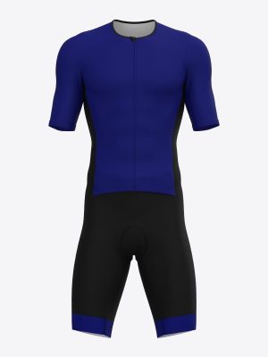 Custom sublimated triathlon trisuit featuring aerodynamic sleeves and a high-performance front zipper.