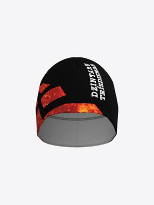 Custom sublimation sportswear team hat for Dzintaru Trīsdienas, featuring a full-print texture and club logo, designed for outdoor athletic performance.