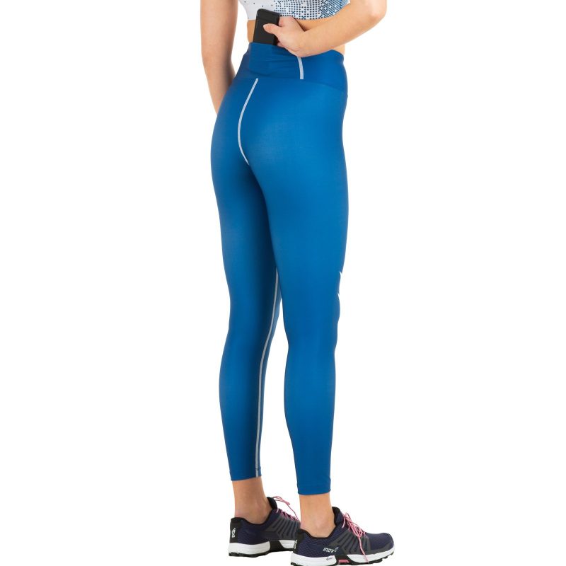 Tight-fitting running pants with a high belt with a print team for women