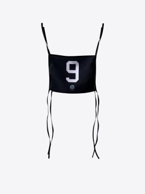 Custom sublimation sportswear athletic race bib in number and logo, featuring tie straps for secure positioning.