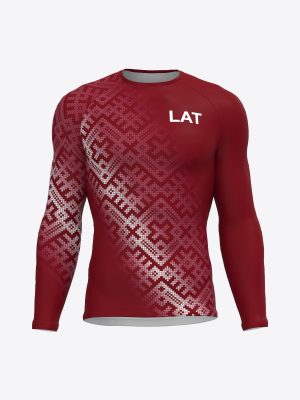 Official Latvijas Airesanas federacija long sleeve rashguard shirt for Latvijas Airesanas izlase by MintPrint