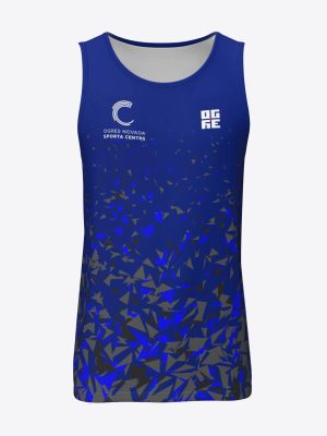 Professional custom sportswear singlet for Ogres novada sporta cdentrs featuring a red sublimation print design.