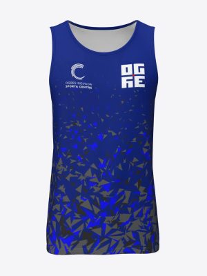 Professional custom sportswear singlet for Ogres novada sporta cdentrs featuring a red sublimation print design.