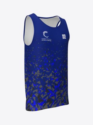 Professional custom sportswear singlet for Ogres novada sporta cdentrs featuring a red sublimation print design.