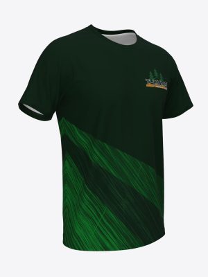 Men's custom green sports t-shirt with sublimation print and HK Tukums hockey club logo.