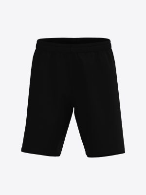 Men's black custom leisure sports shorts with pockets for HK Tukums team sportswear.