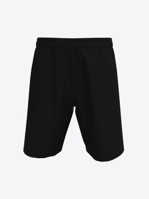 Men's black sublimated athletic shorts , featuring a performance fit and lightweight breathable fabric