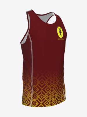 Custom sublimated performance singlet with breathable mesh side panels, raglan sleeves for sport team Mitauer