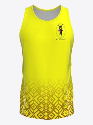 Custom sublimated performance singlet with breathable mesh side panels, raglan sleeves for sport team Mitauer