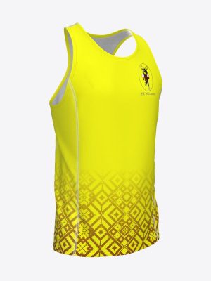 Custom sublimated performance singlet with breathable mesh side panels, raglan sleeves for sport team Mitauer