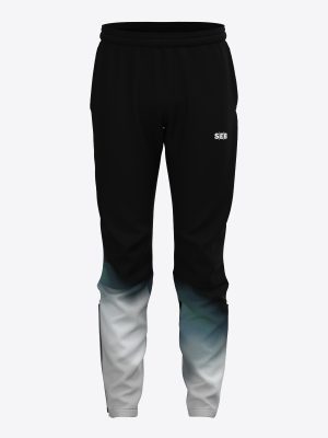 Custom SEB team PRO training pants with sublimation print on lower legs, featuring an athletic fit, zipper ankles, and high-performance breathable fabric.