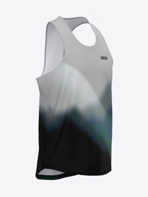 SEB bankas team racing singlet with professional sublimation design, featuring breathable technical fabric and high-quality custom printing for running competitions.