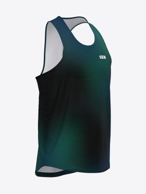 SEB bankas team racing singlet with professional sublimation design, featuring breathable technical fabric and high-quality custom printing for running competitions.