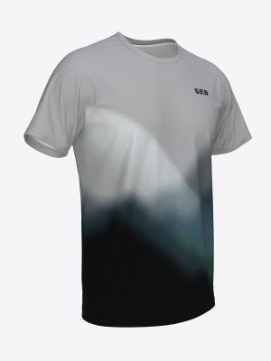 Custom SEB bank team sports T-shirt with sublimation print, featuring a modern gradient design and breathable performance fabric.