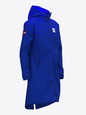 Blue custom sublimation sportswear parka coat with a hood for Ogres novada sporta centrs.