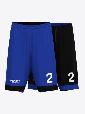 Athletic Club Jules Verne custom reversible basketball shorts in blue and black by Mintprint