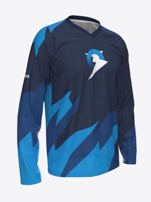 Long-sleeve custom orienteering race shirt made from durable, snag-resistant nylon technical mesh fabric.