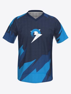 Custom sublimated orienteering jersey featuring durable nylon mesh fabric and a reinforced V-neck collar.