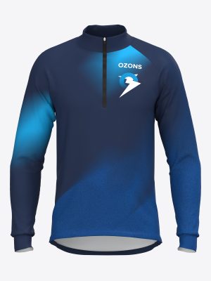 Custom sublimated thermal orienteering shirt featuring a quarter-zip collar and insulating moisture-wicking fabric.