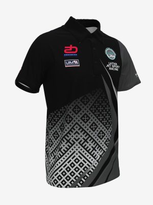 Sporta polo krekls ar personalizētu Ūdensmotociklu sporta asociācijas dizainu un logo.