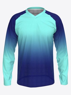 Long-sleeve orienteering jersey in breathable technical mesh with raglan sleeves and V-neck