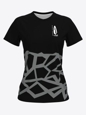 Custom sublimation sportswear T-shirt for DS Ciprese featuring a black base with gray patterns and club branding.