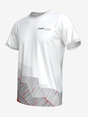 Vīriešu sporta krekls ar personalizētu Liepājas kompleksās Sporta skolas dizainu un Liepājas logo.