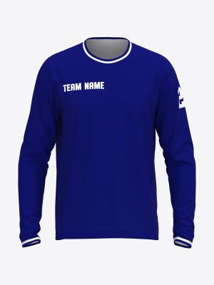 Long sleeve basketball warm up shirt showcasing a custom sportswear design made with sublimation print.