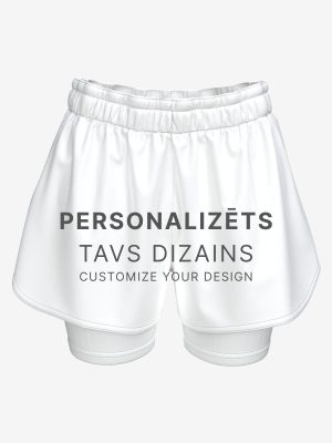 Custom women's flag football shorts with integrated compression liner, professional team sportswear manufacturing, sublimated numbering.