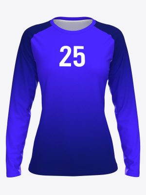 Custom long-sleeve ultimate frisbee jersey featuring a raglan sleeve cut