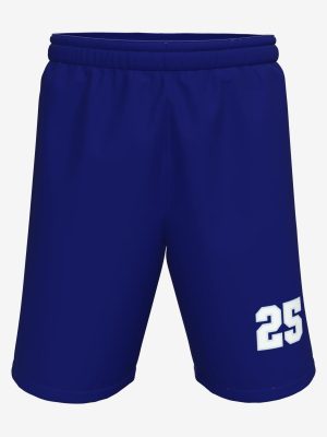 Men's professional flag football shorts with custom sublimated numbering, high-quality team uniform production, front view.