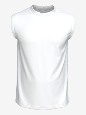 Men's sleeveless flag football jersey with custom team name and numbering, high-performance athletic apparel production, front view.