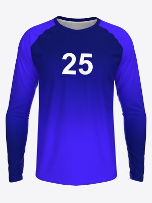 Custom long-sleeve ultimate frisbee jersey featuring a raglan sleeve cut