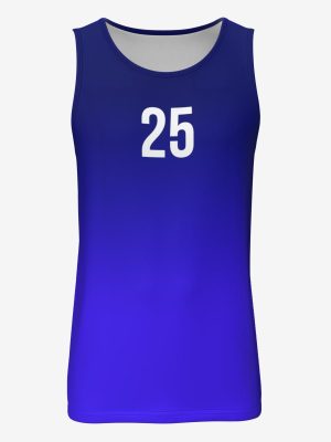 Custom sublimated frisbee singlet featuring a wide crew neck and lightweight, moisture-wicking performance fabric.