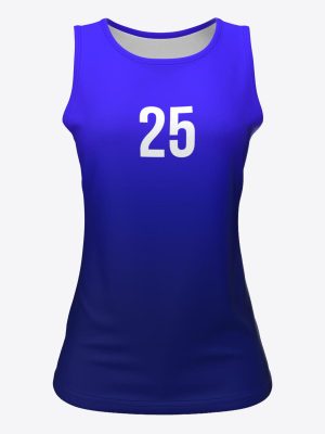 Custom sublimated frisbee singlet featuring a wide crew neck and lightweight, moisture-wicking performance fabric.