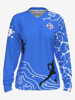 Custom nylon O-shirt featuring "DR-Krasts" club logo and topographical map patterns.