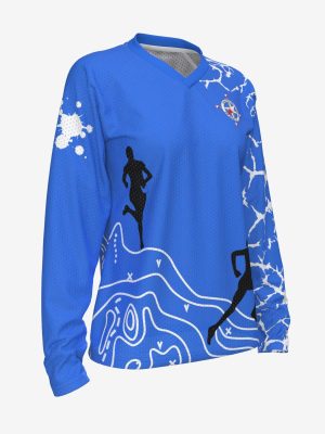 Custom nylon O-shirt featuring "DR-Krasts" club logo and topographical map patterns.