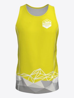 Professional custom sportswear singlet for Supervaroņu treniņi featuring a sublimation print design.
