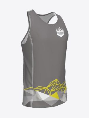 Professional custom sportswear singlet for Supervaroņu treniņi featuring a sublimation print design.
