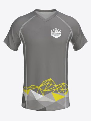 Custom sublimated performance T-shirt with breathable mesh side panels, raglan sleeves for trail team Supervaroņi