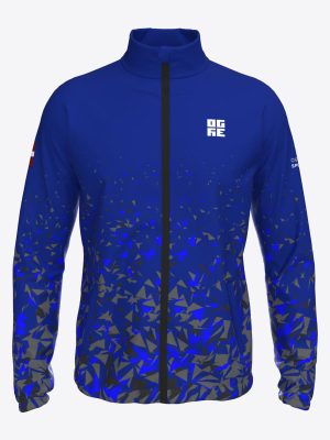 Custom Ogres novada sporta centra team sports jacket with full zipper, featuring a sublimation print and athletic performance fabric.