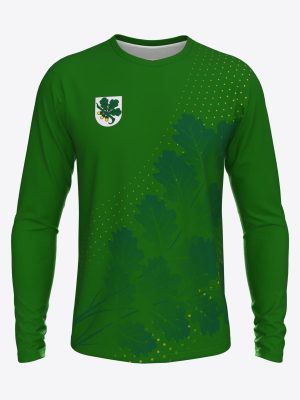 Custom team long sleeve shirt with professional sublimation printing, featuring a Kandavas sporta skola design.