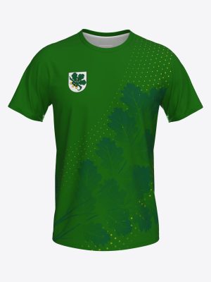 Professional custom sportswear t-shirt for Kandavas sporta skola featuring a blue sublimation print design.