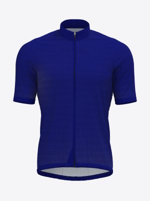 Custom sportswear cycling jersey with sublimation print design in blue.
